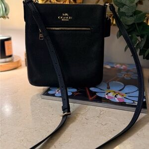 Coach File Rowan black crossbody bag with gold hardware
